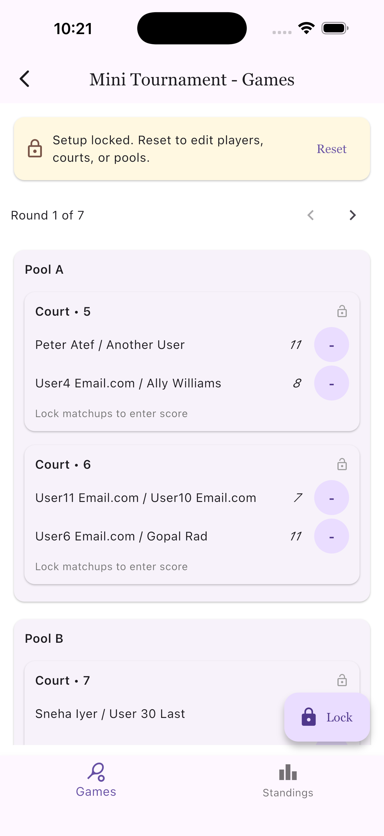 Tournament Interface